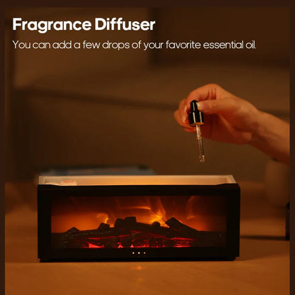 Ätherischer Öl-Diffusor Kaminflammen-Luftbefeuchter Buntes LED Aroma Nebel Fernbedienung Timer USB Gemütlicher Herbst 2025 Geschenk