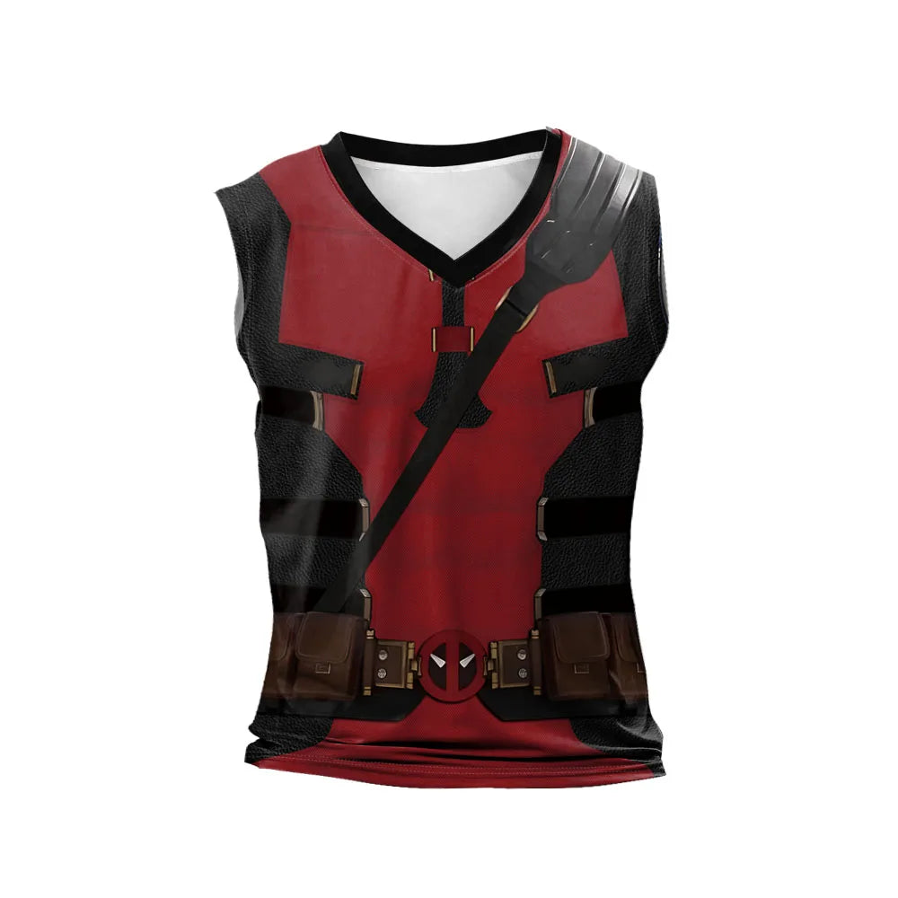 Deadpool & Wolverine Inspired Superhero Compression Tank Top - Workout Vest for Bodybuilding Perfect for Cosplay and Fitness Activities