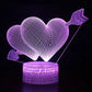 3D Illusion Heart Lamp - USB LED Nattlys med 16 farger, perfekt gave til barn og hjemmeinnredning