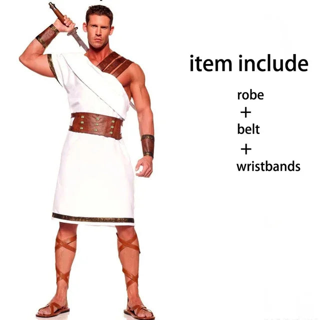 Romeinse gladiator- en Griekse-mythologie-koppelkostuumset voor Halloween, Egyptische krijger, carnavals- en verkleedfeest 2026