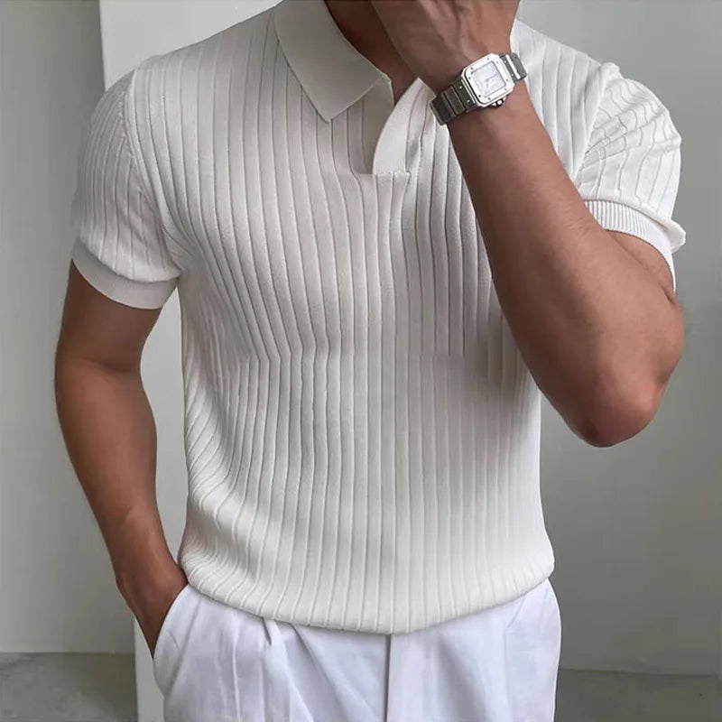 Quick-dry men's golf polo shirt - slim fit short sleeve, polyester, for sports and casual wear