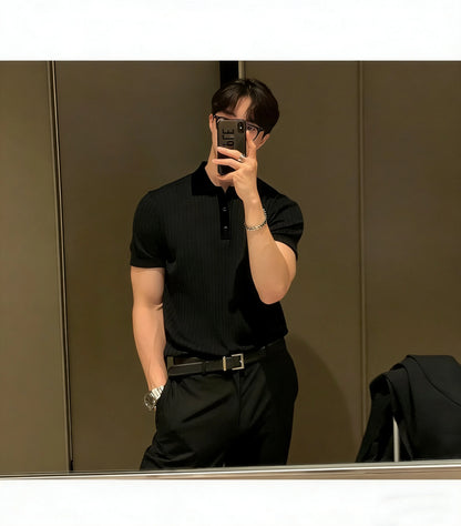 Quick-dry men's golf polo shirt - slim fit short sleeve, polyester, for sports and casual wear