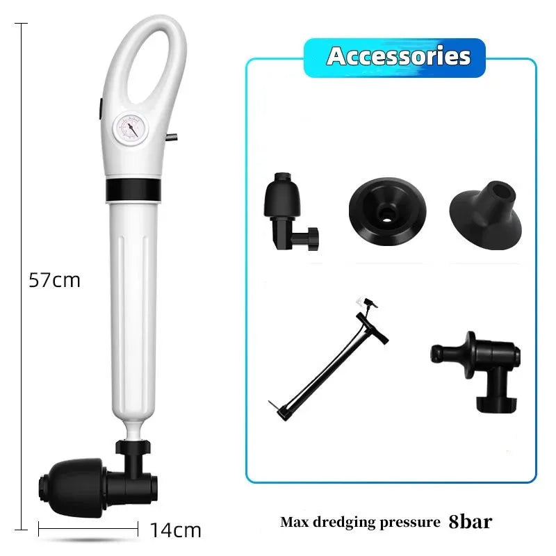 Drain Cleaner With Pressure Gauge - Pneumatic Toilet Plunger For Clogged Drains, Fall 2026 DIY Home Improvement