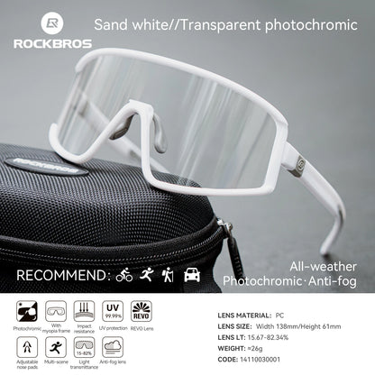 Cycling Sunglasses Polarized UV400 Anti-Fog Photochromic Outdoor Eyewear All-Season Non-Slip Unisex