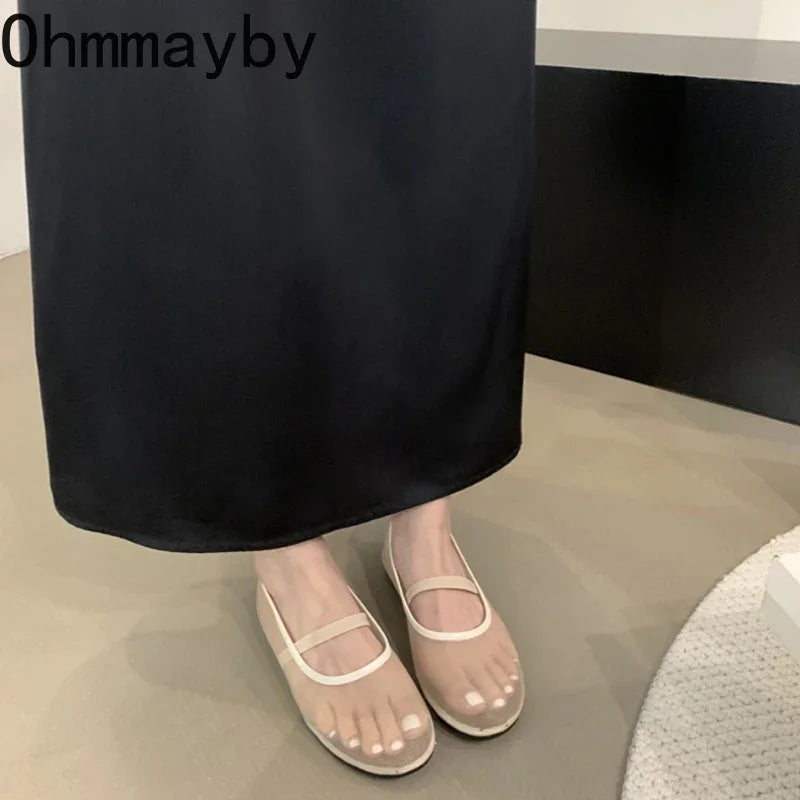 Zapatos planos Mary Jane ligeros para mujer - Malla superficial, casual