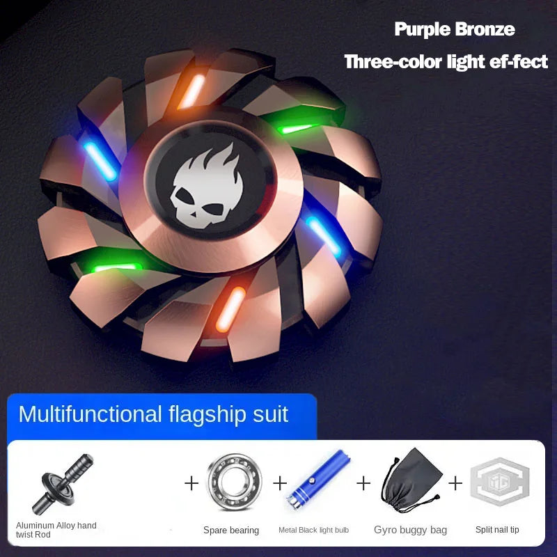 Luminous Fidget Spinner Metal EDC Toy Rainbow Durable LED