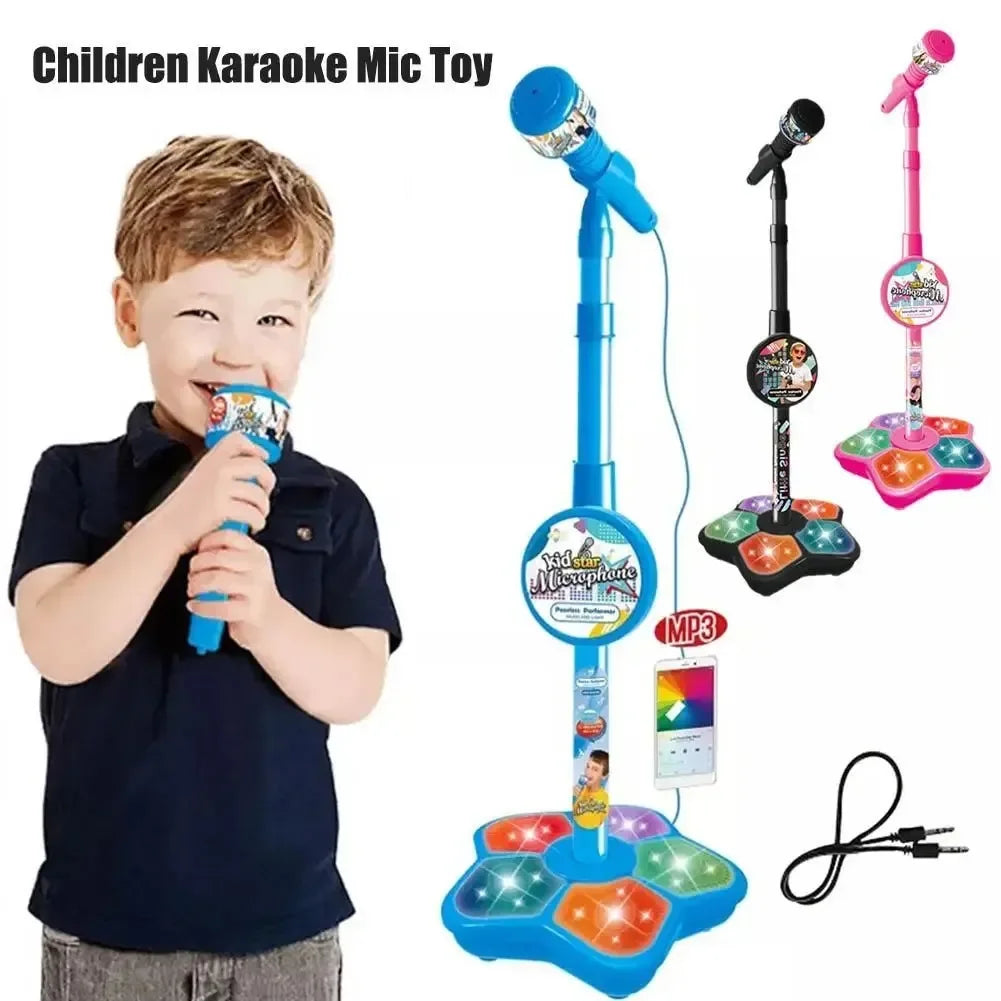 Adjustable Kids Karaoke Microphone with Stand - Fun Music Toy for Boys and Girls, Educational Birthday Gift, MP3 Compatible