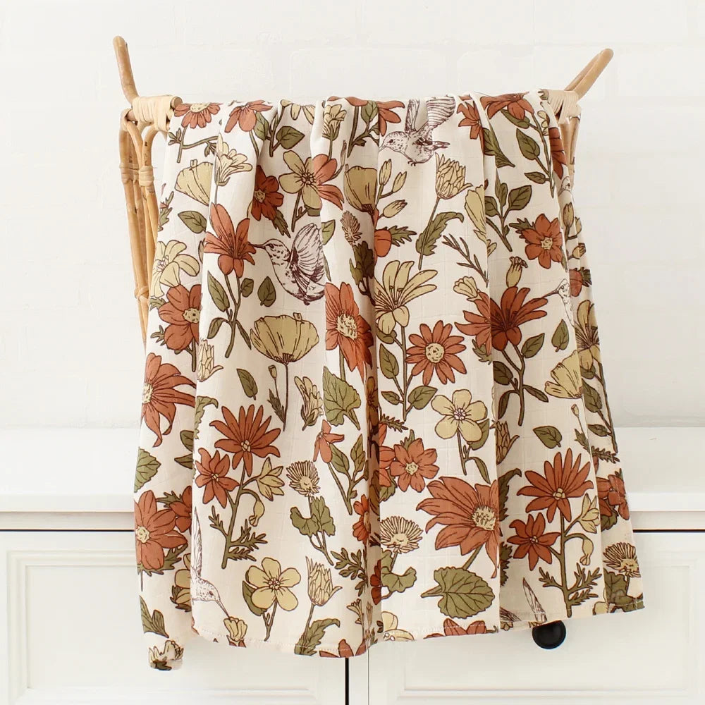 Bambus Musselin Pucktuch 120x120 Cm Blumen Neugeborenen Bettwäsche Herbst 2025 Atmungsaktiv Umweltfreundlich Baby Geschenk