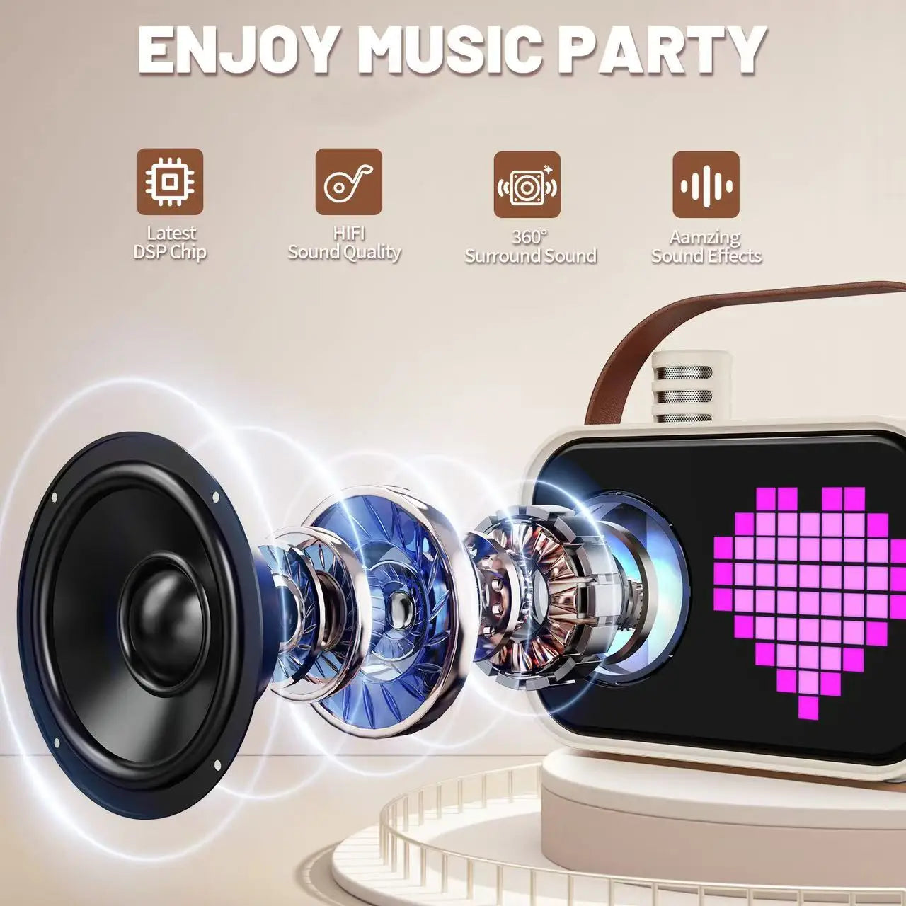 Kids Karaoke Machine Portable Bluetooth Speaker With 2 Wireless Microphones Party Gift 2025