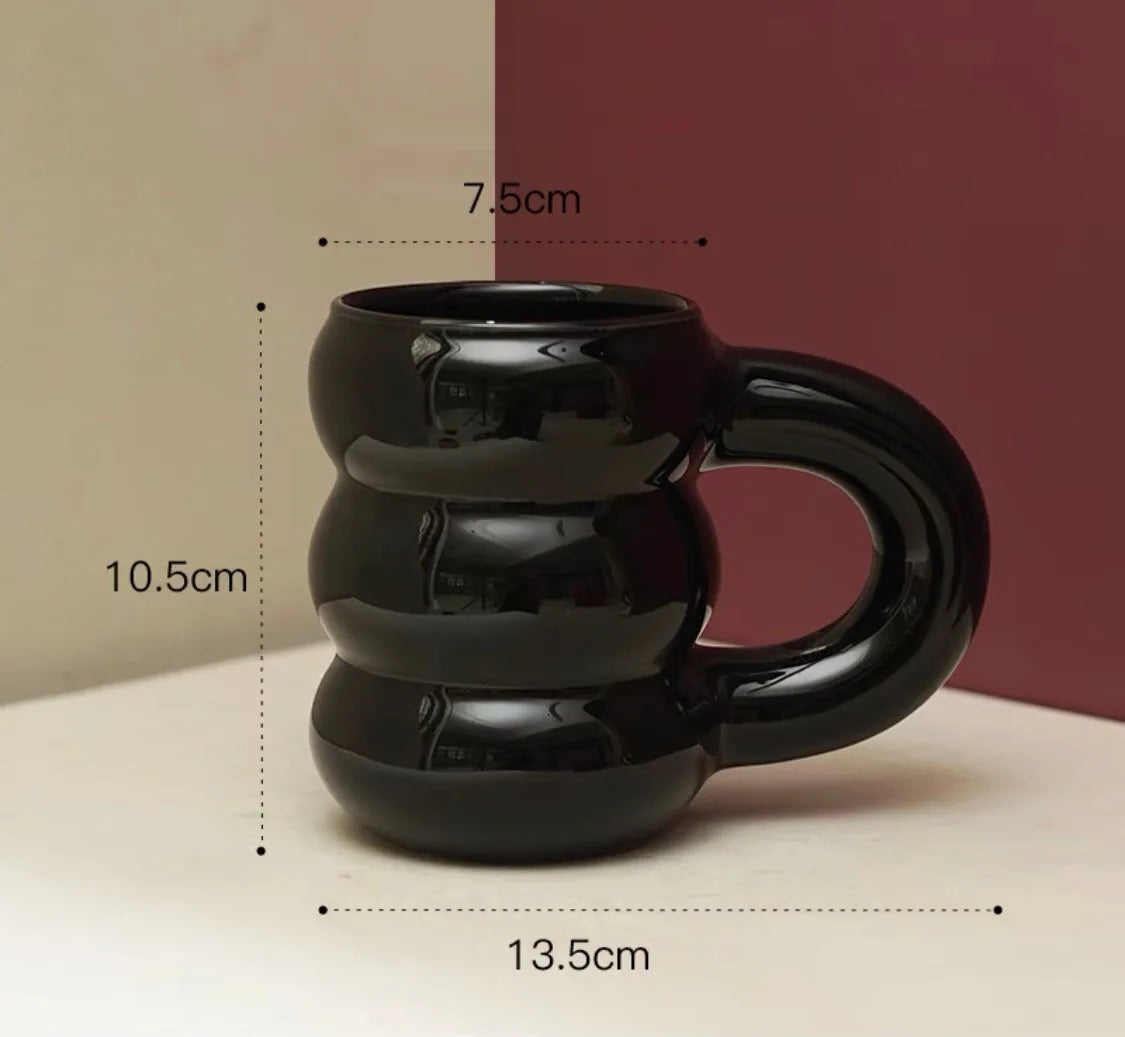 Keramisk Krus Ergonomisk Greb Skulpturel Nordisk Kaffekop Efterår 2025, Overdimensioneret Håndtag Hygge Gave
