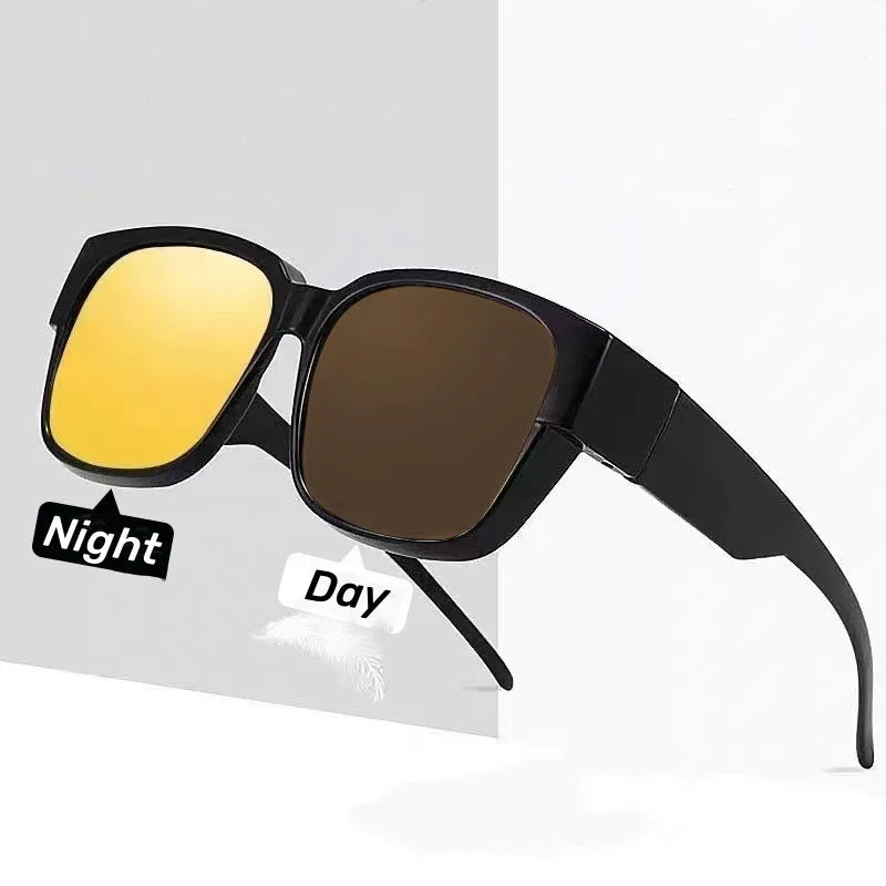 Photochromic Night Vision Glasses Fit Over Sunglasses UV Protection Night Driving