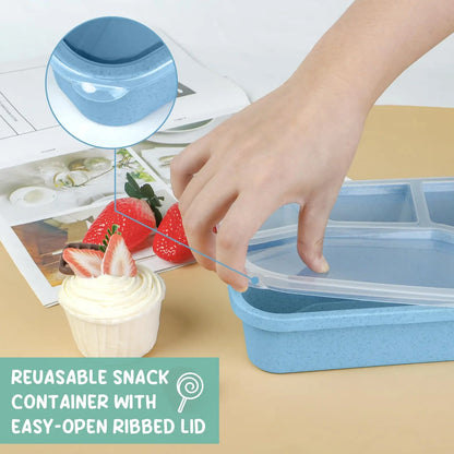 Durable 4-Compartment Bento Lunch Box for Kids - BPA-Free Reusable Meal Prep Container