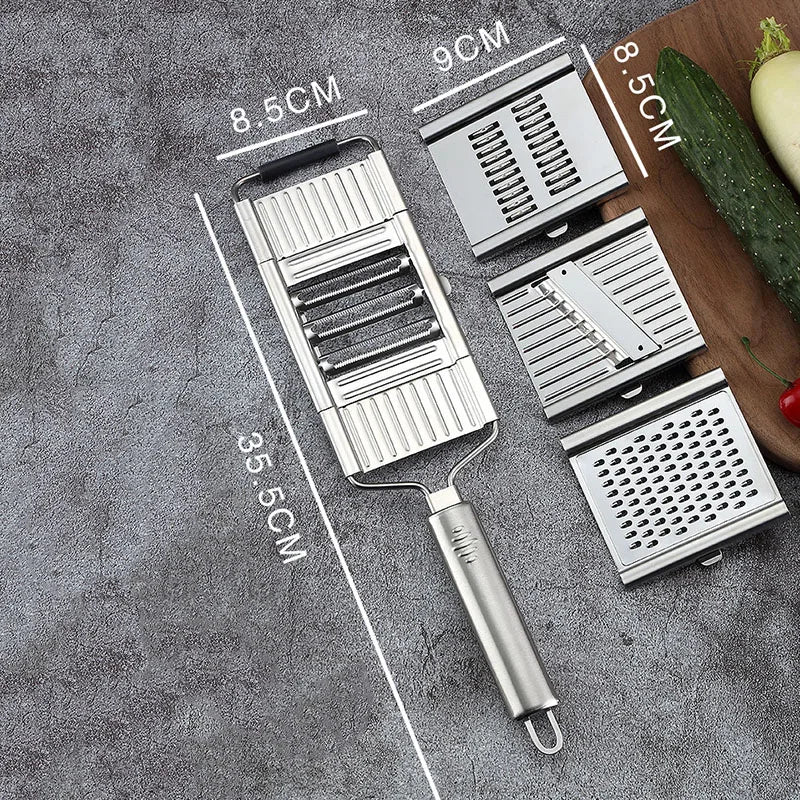 Affettatrice, grattugia e taglierina per verdure in acciaio inox