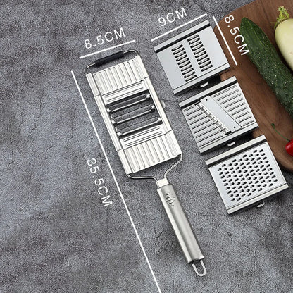 Affettatrice, grattugia e taglierina per verdure in acciaio inox