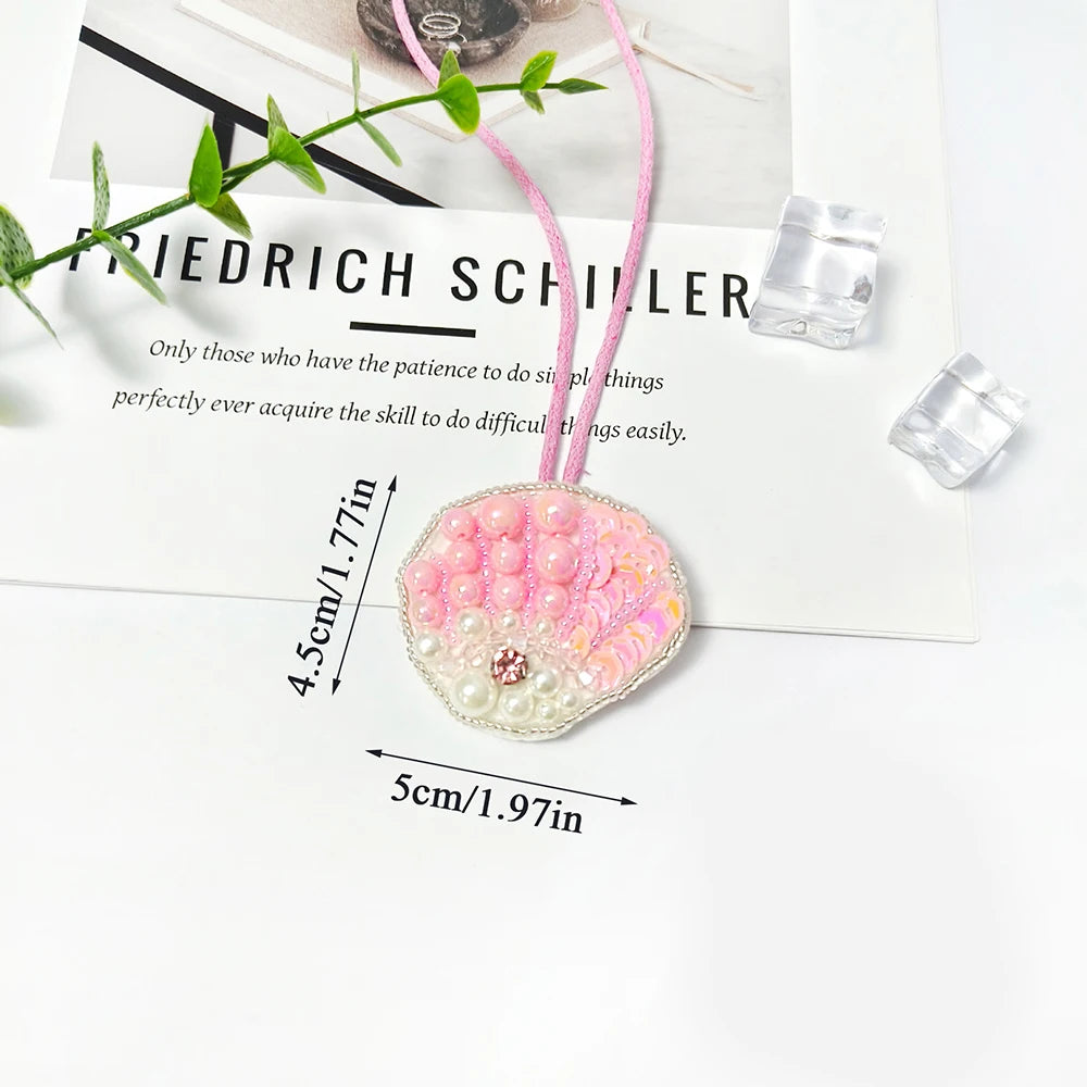 Kokospalme paljettmerke nøkkelring veskeanheng håndlaget