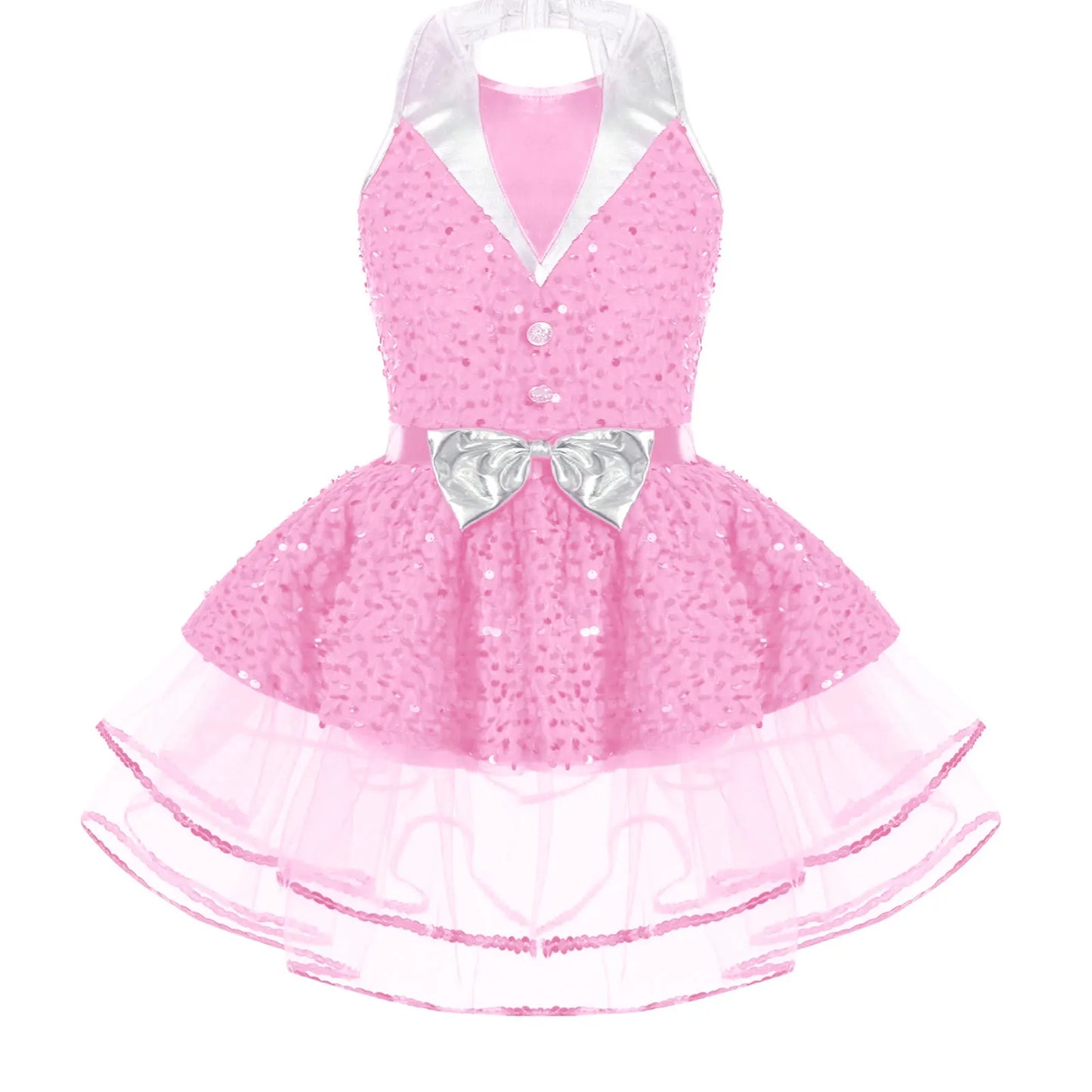 Lightweight girls' leotard - sequined skirted tutu, polyester, for ballet and dance performances