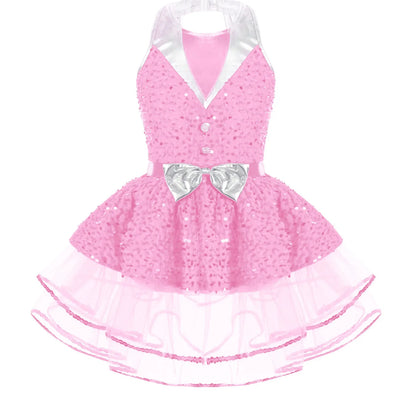 Lightweight girls' leotard - sequined skirted tutu, polyester, for ballet and dance performances
