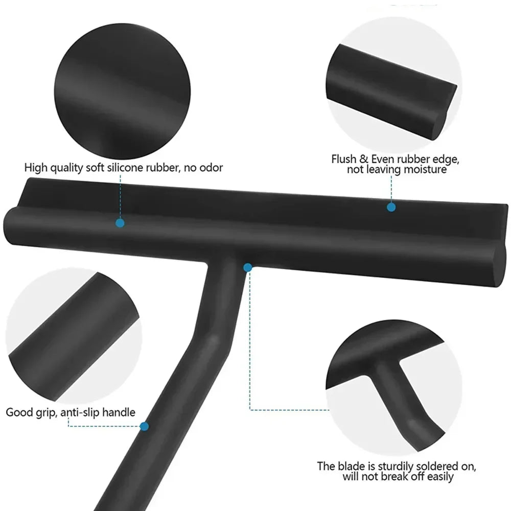 Shower Squeegee Wall Hanger Rubber Blade Bathroom Cleaner