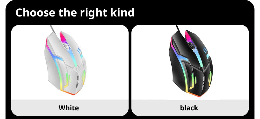 Mouse da gioco cablato RGB 3 pulsanti USB precisione ufficio