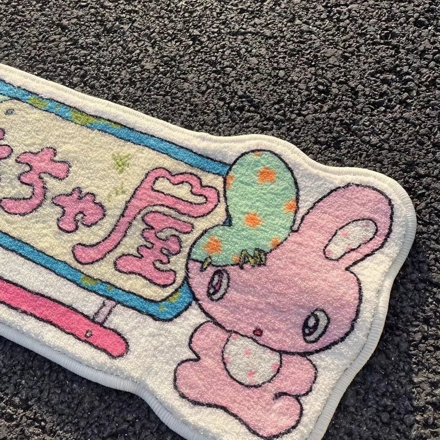 Plush Cartoon Bedside Mat Non Slip Japanese Cozy Rug