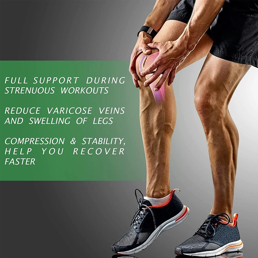 Full Leg Compression Sleeve Long Knee Support for Cycling Hiking Basketball – Pair 2026