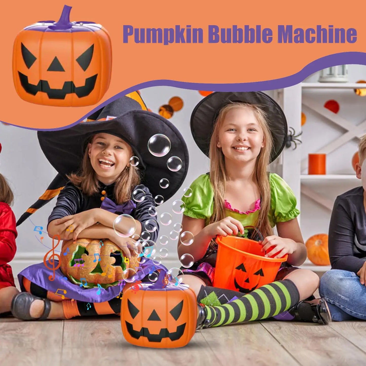 Pumpkin Bubble Machine Halloween 2025 With Lights Sound