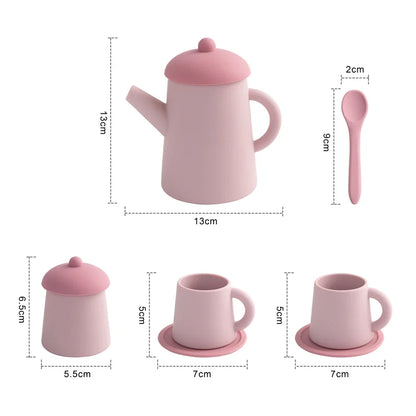 Miniature Tea Set Soft Silicone Pretend Play Tableware Kids Toy Back To School 2025 Imaginative Play Gift