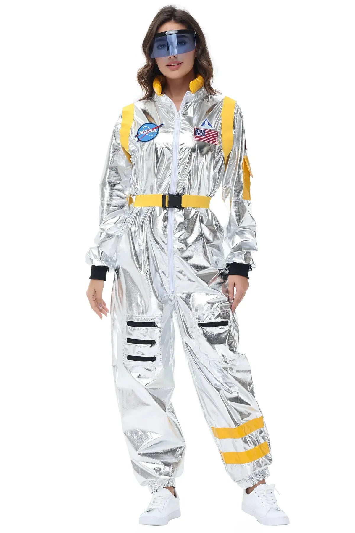 Zilverkleurig astronautenruimtepak voor volwassenen, jumpsuit voor koppels, cosplay voor Halloween, carnaval en verkleedfeesten 2026