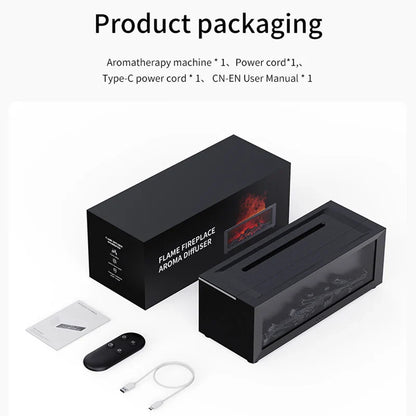 Ätherischer Öl-Diffusor Kaminflammen-Luftbefeuchter Buntes LED Aroma Nebel Fernbedienung Timer USB Gemütlicher Herbst 2025 Geschenk
