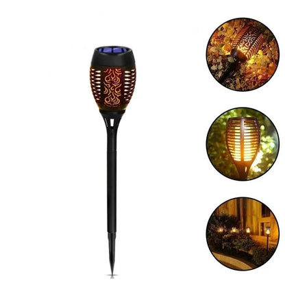 LED Solar Flame Torch Light - Waterproof Outdoor Garden Decoration, Flickering Lawn Lamp