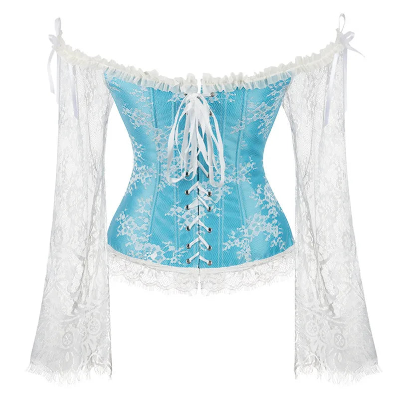 Corsetto da donna di supporto - scollo a barca, pizzo satinato