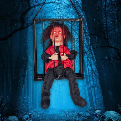 Halloween kraniedekoration hængbar fangebur rekvisit efterår 2025 uhyggelig indendørs hængende dekoration klar til ophængning