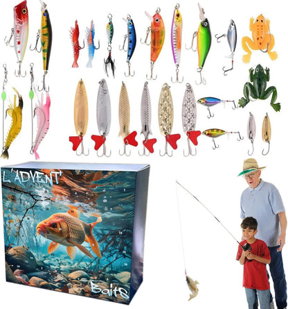 Calendario de Adviento de Pesca Kit de Cuenta Regresiva de Navidad de 24 Días