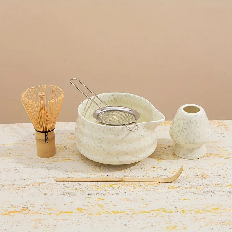 Matcha Set Gespot Groen Keramiek 5-delig Japans Thee Geschenk