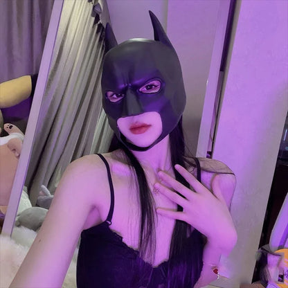 Batman Bat cosplayhoofdbedekking en -masker van rubberlatex voor heren en volwassenen, Halloweenavond-dansfeest 2026