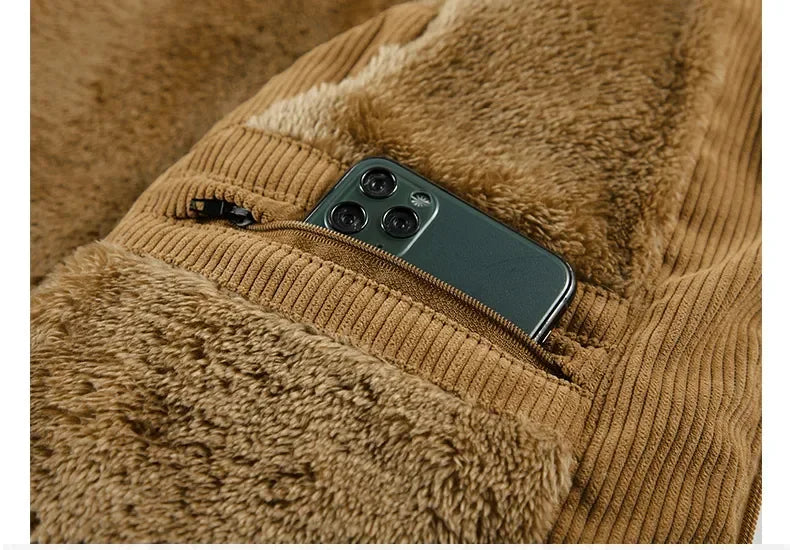 Insulating Mens Fleece Vest - Quilted Corduroy, Casual