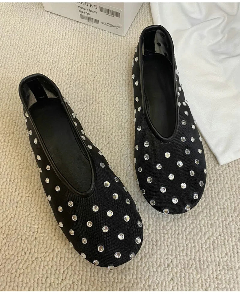 Breathable Women Ballet Flats - Mesh Crystal, Casual Walking