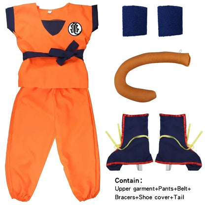 Son Goku Dragon Ball Z-animecosplaykostuumset met staart, polsband en pruik voor volwassenen en kinderen, Halloween 2026