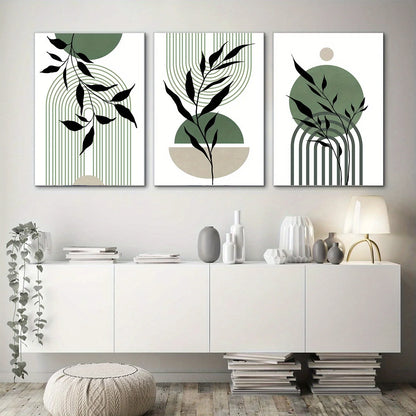 Sage Green Boho Wall Art Set 3Pc Mid Century Prints