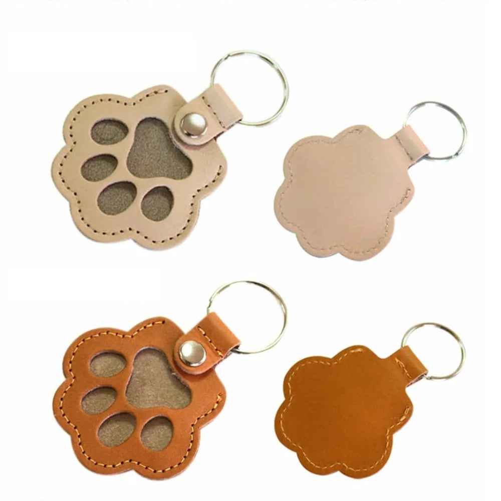 Nyckelring för djurhår med tassberlock PU-läder hårhållare