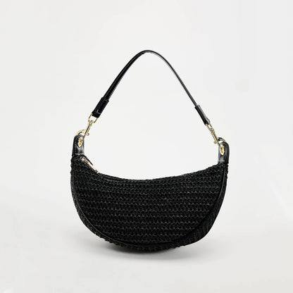 Lightweight women's woven straw shoulder bag – hobo style, crossbody, for beach & summer