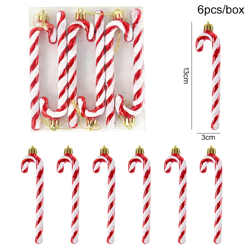 6-Pack Christmas Candy Cane Ornaments - Festive Tree Decorations for Holiday Home Decor, Perfect New Year Gift 2024