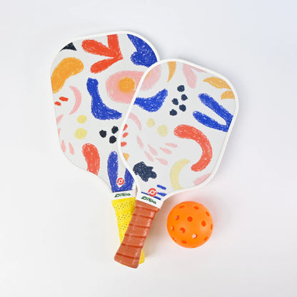 Kids Pickleball Paddle Set with Durable Glass Fiber, 13mm Core, Lightweight Design for Outdoor Play, Includes Paddles and Balls