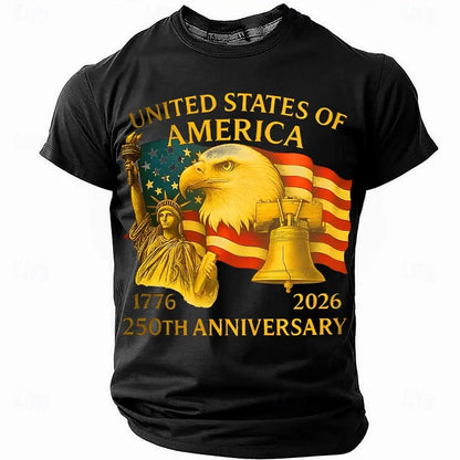 Soft unisex graphic tee - distressed flag print, 250-year design, durable cotton, casual everyday wear