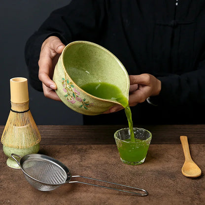 Matcha te sæt porcelænsskål bambus pisker traditionel æske