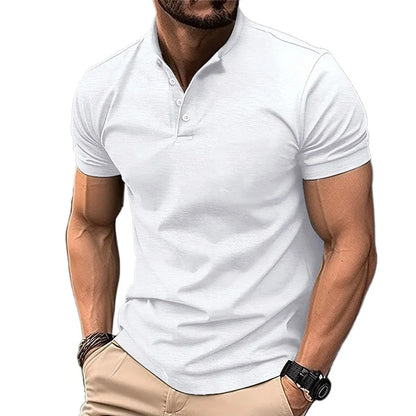 Summer Lightweight Lapel Polo Shirt for Men - Short Sleeve Cotton Breathable Slim Fit T-shirt