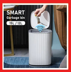 Automatic Sensor Trash Can Narrow Roman Stripe Bathroom Bin