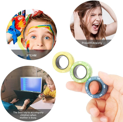 Magnetic Fidget Rings Set 3Pcs Stress Relief Spinner