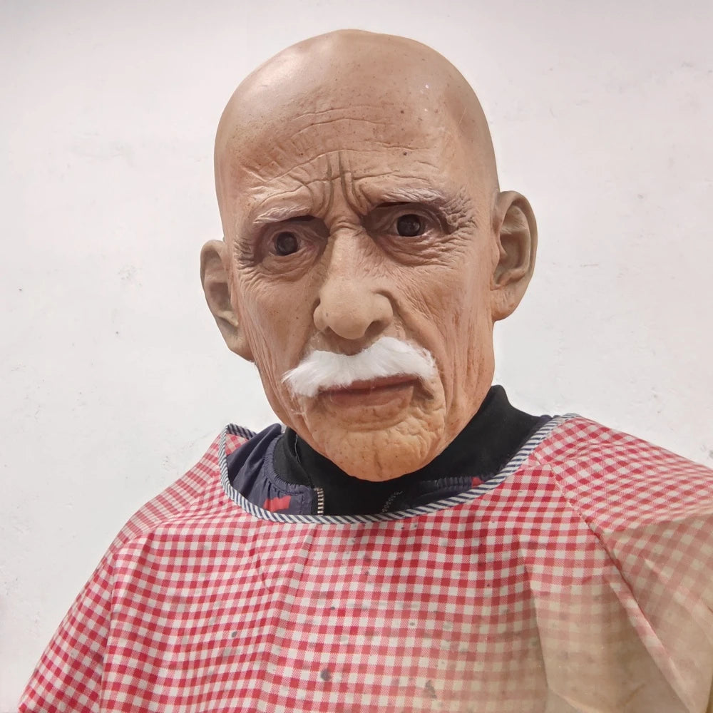 Realistisch latex cosplaymasker van een oude man met baard dat het hele hoofd bedekt, voor volwassenen, rekwisiet voor Halloweenfeesten 2026