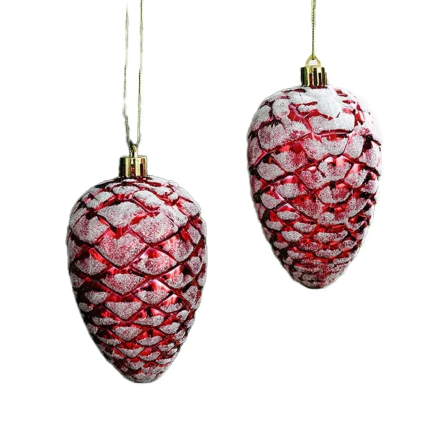 Set of 2 PVC Snowman Christmas Ornaments - Red & White Hanging Baubles for Festive Tree Decor, Perfect for Home and New Year Celebrations